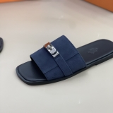 Dép sandal Hermes móc khóa quai Xanh Than da lộn đế gỗ Like Auth on web fullbox bill thẻ