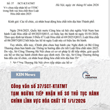 CV SỐ 37/SCT-KTATMT  HÀ NỘI TẠM NGỪNG TIẾP NHẬN HỒ SƠ TTHC LĨNH VỰC HÓA CHẤT TỪ 1/1/2026.