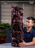 TƯỢNG GỖ DI LẶC ĐỨNG TAM PHÚC - GỖ TỬ ĐÀN