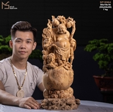TƯỢNG GỖ DI LẶC ĐỨNG NHỊ PHÚC - GỖ HOÀNG ĐÀN