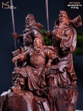 TƯỢNG TAM VỊ ANH HÙNG - GỖ TỬ ĐÀN