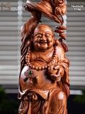 TƯỢNG GỖ DI LẶC ĐỨNG TAM PHÚC - GỖ SƯA