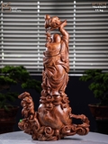 TƯỢNG GỖ DI LẶC ĐỨNG TAM PHÚC - GỖ SƯA