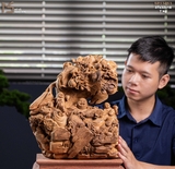 TƯỢNG GỖ DI LẶC NGỒI NGŨ PHÚC - GỖ HOÀNG ĐÀN