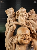TƯỢNG DI LẶC NGŨ PHÚC - GỖ HOÀNG ĐÀN