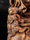 TƯỢNG DI LẶC TAM PHÚC ĐỨNG BAO TIỀN - GỖ NU SƯA