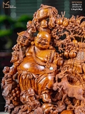 TƯỢNG DI LẶC VÁC CÀNH ĐÀO GỖ SƯA