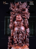 TƯỢNG DI LẶC ĐỨNG BAO TIỀN - GỖ NU TỬ ĐÀN