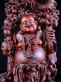 TƯỢNG DI LẶC ĐỨNG BAO TIỀN - GỖ NU TỬ ĐÀN