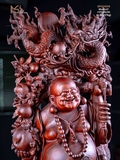 TƯỢNG DI LẶC ĐỨNG BAO TIỀN - GỖ NU TỬ ĐÀN