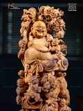 TƯỢNG DI LẶC NGŨ PHÚC - GỖ HOÀNG ĐÀN