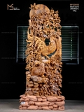 TƯỢNG GIA ĐÌNH GÀ - GỖ HOÀNG ĐÀN