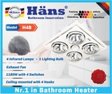 H4B - Đèn sưởi 4 bóng âm trần