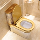 KH103 - Bồn cầu liền khối sứ nung tráng men nano trắng vàng cao cấp
