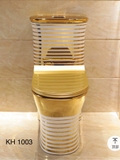 KH103 - Bồn cầu liền khối sứ nung tráng men nano trắng vàng cao cấp