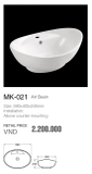 CHẬU ĐẶT BÀN TRẮNG SỨ MK 021
