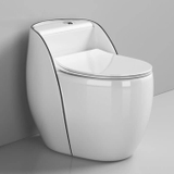 LUXURY15 - Combo phòng tắm cao cấp . Bồn cầu trứng liền khối nắp UF chống xước, bàn đá 2 tầng trắng vân mây.