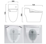 KA5824 - Bồn cầu giả thông minh liền khối, xả lệch, sư nung tráng men nano tuyết cao cấp