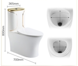 KA1986 - Bồn cầu liền khối trắng vàng, sứ nung tráng men nano cao cấp