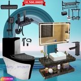 COMBO08 - Combo phòng tắm cao cấp trắng đen, bàn đá 2 tầng...