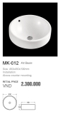 CHẬU LAVABO ĐẶT BÀN MK 012