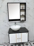 TC180 - Tủ chậu nhựa mặt đá chậu sứ bán âm. KT: 50x80cm