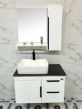 TC175 - Tủ chậu nhựa mặt chậu sứ âm liền khối. KT: 48x80cm