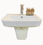WIN04 - Combo trọn bộ phòng tắm, bồn cầu liền khối vân đá vàng, chậu sứ treo, sen cây đồng mạ crom tròn...