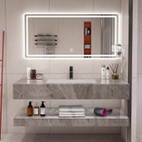 BD1031 - Bàn đá đôi chống xước, bề mặt bóng, chậu liền mép