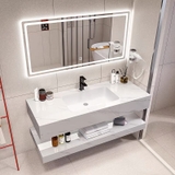 BD1034 - Bàn đá đôi chống xước, bề mặt bóng kết hợp chậu liền mép(Chưa bao gồm vòi và gương)