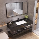 BD1033 - Bàn đá đôi chống xước, bề mặt bóng, chậu liền mép(Chưa bao gồm vòi và gương)