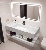 BD1034 - Bàn đá đôi chống xước, bề mặt bóng kết hợp chậu liền mép(Chưa bao gồm vòi và gương)