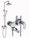 CB03 - Combo trọn bộ phòng tắm, bồn cầu liền khối, bàn đá 1 tầng chậu hươu nổi, gương led tròn cảm ứng