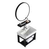 CB15 - Combo trọn bộ phòng tắm, bồn cầu liền khối, tủ chậu nhôm đen cao cấp...