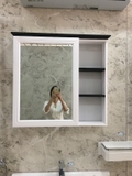 TC2077 -Tủ chậu nhựa PVC, mặt chậu sứ liền khối âm, Kích thước 48x80cm