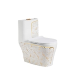 KA605 - Bồn cầu liền khối sứ nung tráng men nano trắng vàng cao cấp