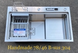 Chậu bếp 1 hố chống bám dính cao cấp CH6. Kèm thớt gỗ và rổ inox, phụ kiện thoát nước cao cấp