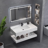 NT11 - Bàn đá đôi chống xước, bề mặt nhám kết hợp chậu sứ âm(Chưa bao gồm gương và vòi)