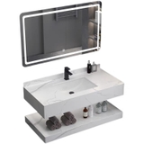 NT11 - Bàn đá đôi chống xước, bề mặt nhám kết hợp chậu sứ âm(Chưa bao gồm gương và vòi)