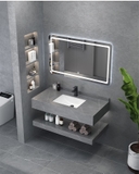 NT14 - Bàn đá đôi chống xước, bề mặt nhám kết hợp chậu sứ âm(Chưa bao gồm vòi và gương)