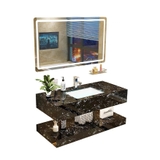 LUXURY17 - Combo phòng tắm cao cấp . Bồn cầu liền khối nắp UF chống xước, bàn đá 2 tầng đen vân mây.