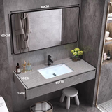 BÀN ĐÁ ĐƠN NHÂN TẠO CHỐNG XƯỚC NHẬP KHẨU 1 TẦNG KẾT HỢP CHẬU ÂM VÀ GƯƠNG THƯỜNG VIỀN THÉP ĐEN BD08