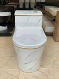 KA602 - Bồn cầu liền khối sứ nung tráng men trắng vàng cao cấp
