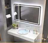 BÀN ĐÁ ĐƠN NHÂN TẠO TRONG NƯỚC 1 TẦNG KẾT HỢP CHẬU BÁN ÂM TRÒN VÀ GƯƠNG LED BD17