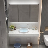 BÀN ĐÁ ĐƠN NHÂN TẠO TRONG NƯỚC 1 TẦNG KẾT HỢP CHẬU BÁN ÂM TRÒN VÀ TỦ GƯƠNG BD18