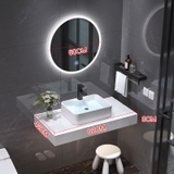BÀN ĐÁ ĐƠN NHÂN TẠO TRONG NƯỚC 1 TẦNG KẾT HỢP CHẬU NỔI VÀ GƯƠNG  LED TRÒN BD45