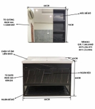 TC2011 - Tủ chậu nhựa PVC, mặt chậu sứ liền khối âm, Kích thước 48x80cm