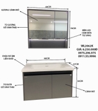 TC2102 - Tủ chậu nhựa PVC, mặt chậu sứ âm liền khối, kích thước 48x80cm