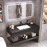 NT12 - Bàn đá đôi chống xước, bề mặt nhám kết hợp chậu sứ âm(Chưa bao gồm gương và vòi)