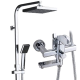 WIN15 - Combo trọn bộ phòng tắm, bồn cầu liền khối,  bàn đá 1 tầng chậu sứ nổi, sen cây đồng mạ crom vuông...